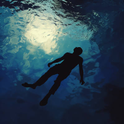 Underwater Silhouette with Diving Equipment