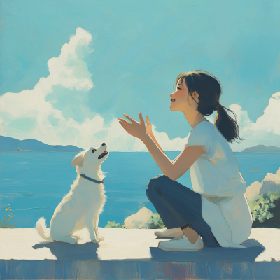 Modern Taiwanese Lady with Little Dog