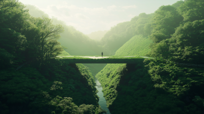 Tranquil Bridge Over Green Landscape