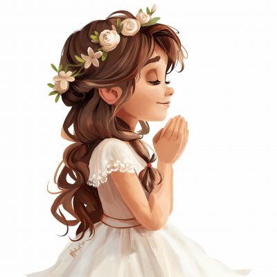 Communion Girl in Storybook Style