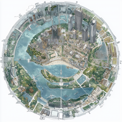 Circular Architectural City Plan Design