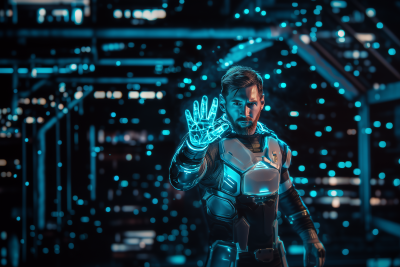 Futuristic Space Cybersuit Gesture