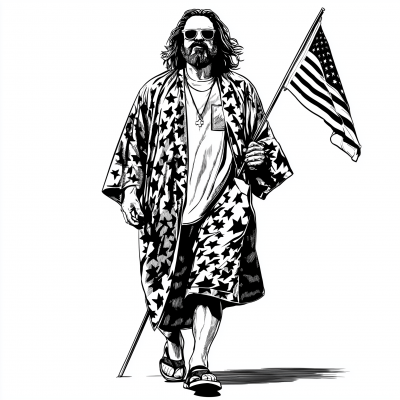 Black and White Graphic of the Big Lebowski