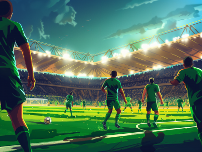 Professional Soccer Game Illustration