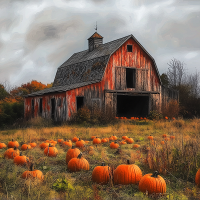 Old Barn with Graffiti Style