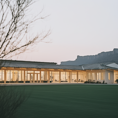 Modern Sports Center at Sunset