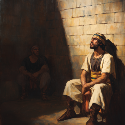 Joseph Interpreting Dreams in Prison Cell