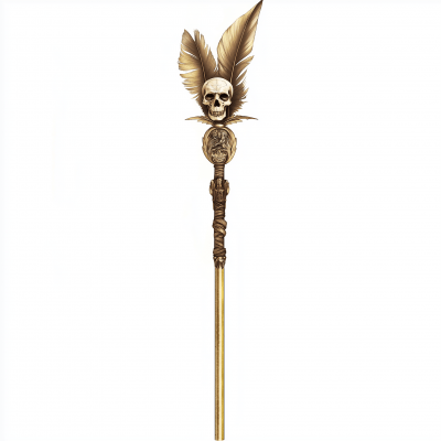 Vintage 1920’s Illustrated Gold Staff with Skull