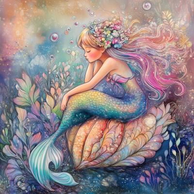 Whimsical Mermaid in Pastel Colors