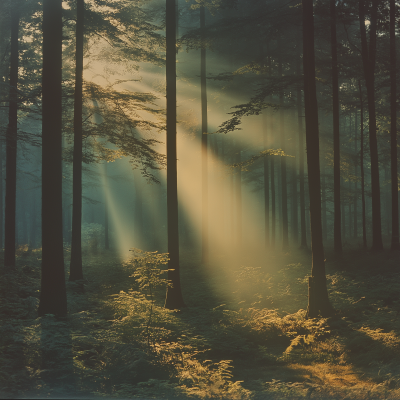 Dappled Light in Dense Forest