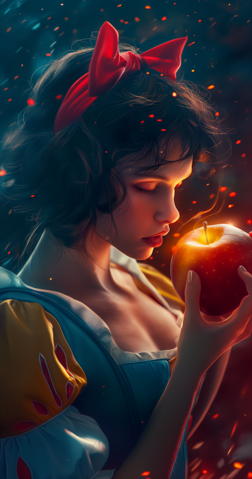 Snow White Hypnotized by a Glowing Apple