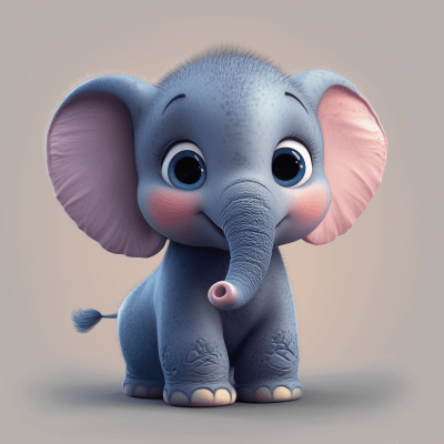 3D Cute Baby Elephant Design