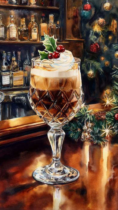 Festive Holiday Cocktail Painting