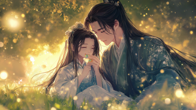 Traditional Hanfu Anime Scene