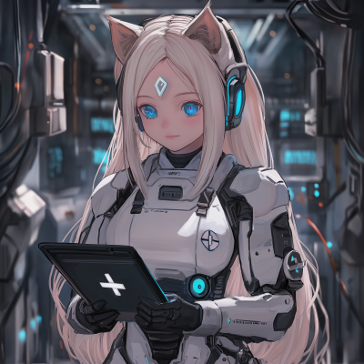 Futuristic Anime Cat Girl in Cyberpunk Environment