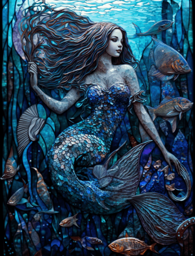 Languid Mermaid Among the Fish