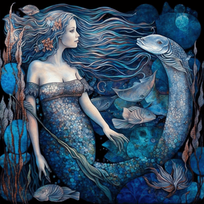 Languid Mermaid Among the Fish