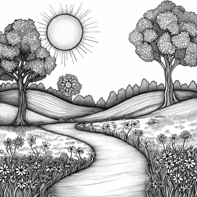 Enchanting Nature Vistas Coloring Page