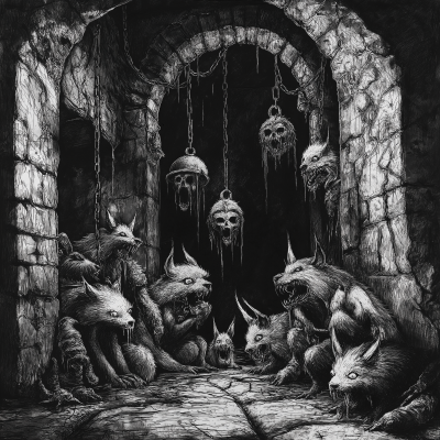 Mutated Anthropomorphic Animals in a Dungeon