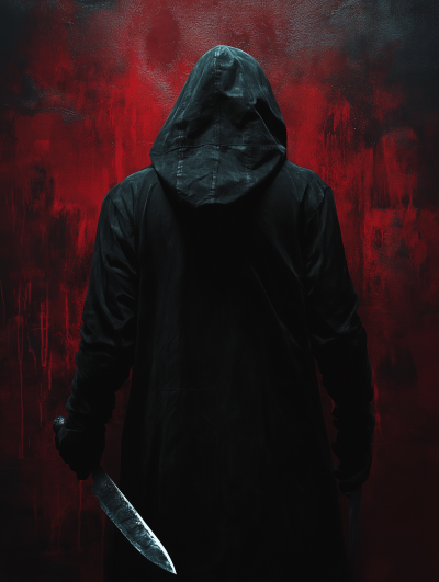 Hooded Figure Holding a Knife