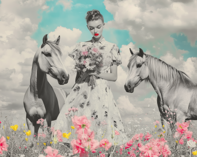 Woman with Wild Horses