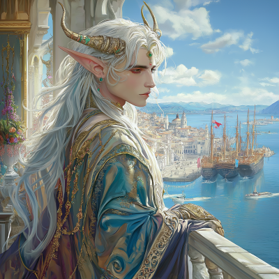 Young Elf Prince at Sea Port