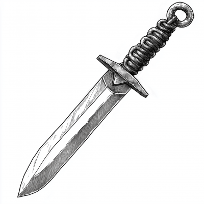 Black and White Chain Dagger Illustration