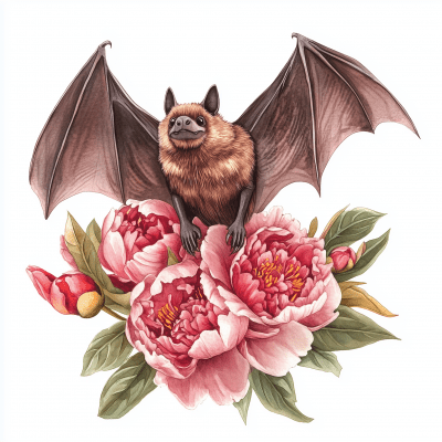 Bat in Peonies