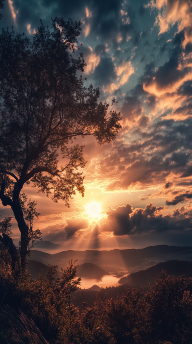 Colorful Sunrise Over the Mountains