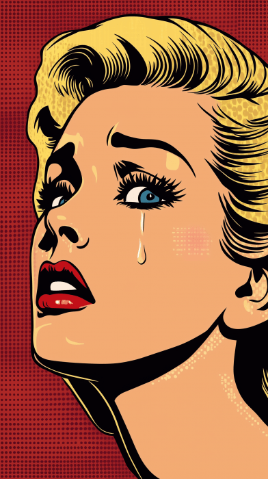 1950s Sad Blonde Girl Crying Pop Art