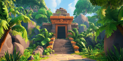 Cartoonish Jungle Temple