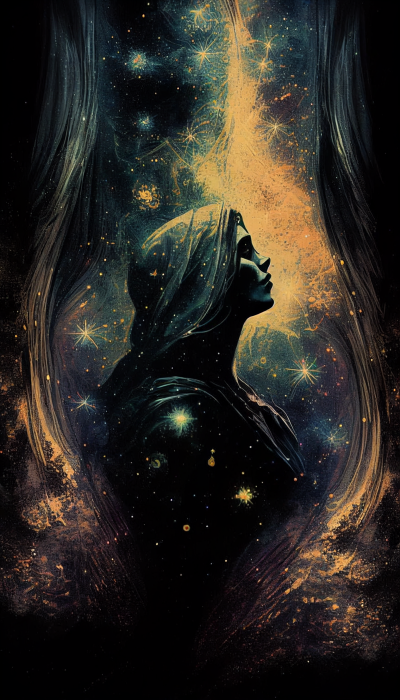 Cosmic Goddess Passing Through the Veil