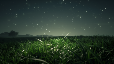 Nighttime Grassland with White Light