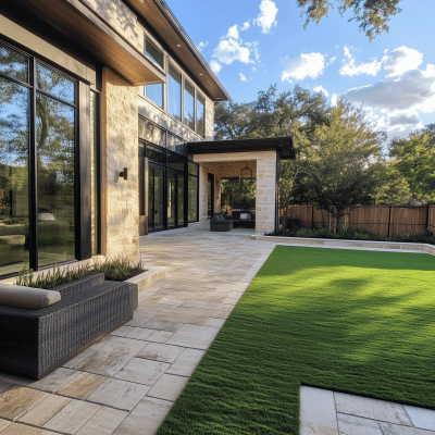 Hardscaping Project with Paver Patio and Turf