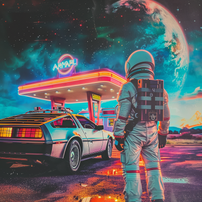 Retro Futuristic Space Collage