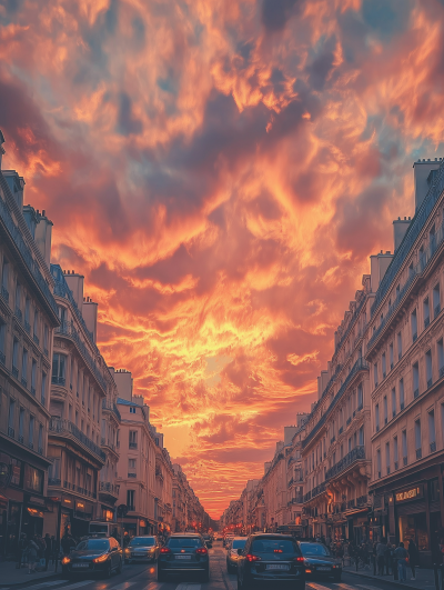 Parisian Sunset Skyline