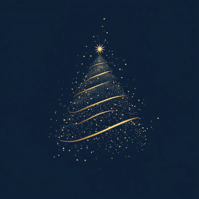 Minimalistic Golden Christmas Tree Design