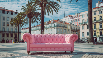 Pink Chesterfield Sofa in Lisbon Square