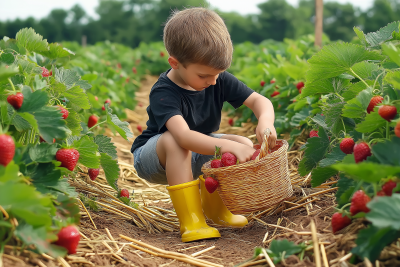 Joyful Strawberry Picking