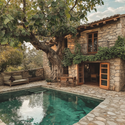 Rustic Stone Farmhouse with Pool