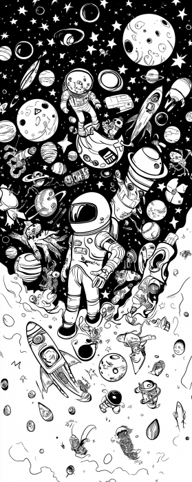 Quirky Space and Alien Line Art