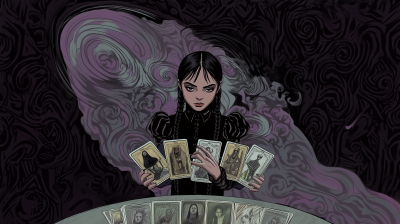 Tim Burton-inspired Gothic Tarot Card Illustration