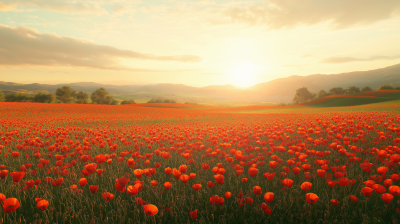 Vivid Poppy Field Landscape