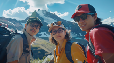 Happy Pokemon Trainers on Mountain