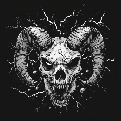 Angry Ram Skull with Lightning Vector