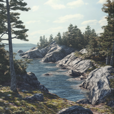 Maine Coastline Elevation View