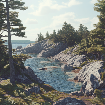 Hyperrealistic Maine Coastline