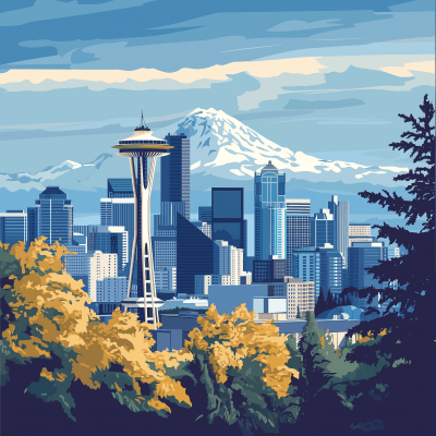 Seattle Skyline Vector Illustration