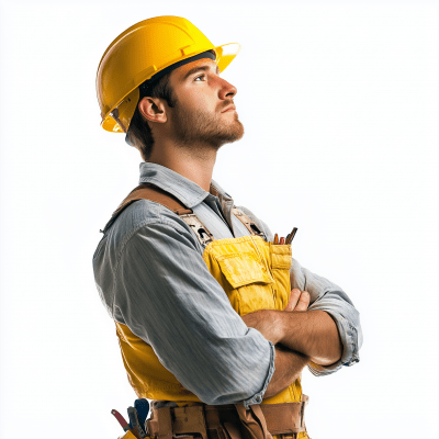 Construction Worker on White Background