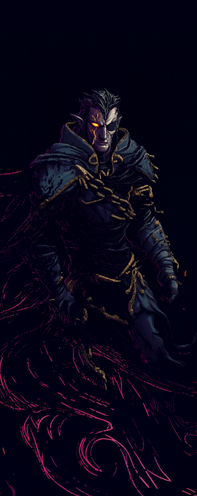 Insane Dark Elf in Low Resolution Pixel Art